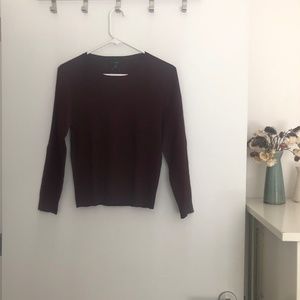 J. Crew  Supersculpt ribbed sweater T-shirt BJ591 Midnight Burgundy
